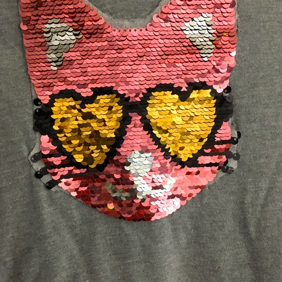 2 Girls Dresses with Flippy Sequins Tiger Cat Long Sleeve Wonder Nation 10-12 - Picture 5 of 13